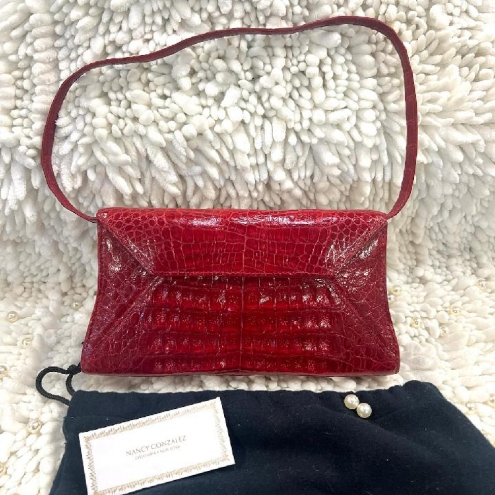 Beautiful red crocodile Envelope clutch
